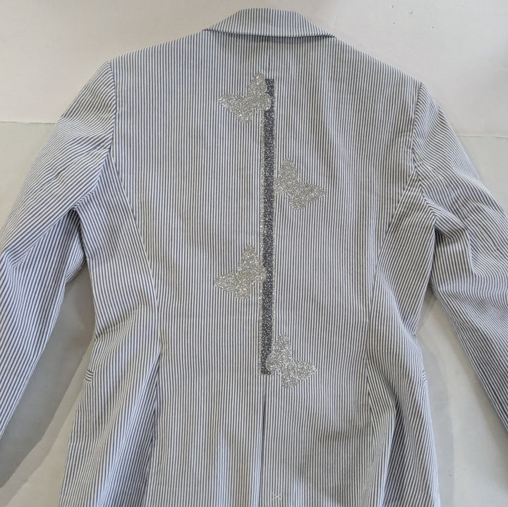 Hip Chik Glitter Butterfly Striped Blazer