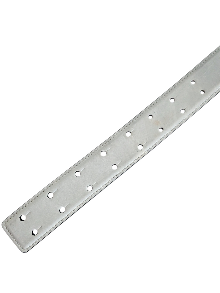 Moschino White Leather Logo Belt