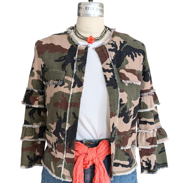 Vicolo Camo Print Cotton Jacket Size Medium