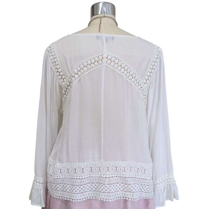 Sisters White Peasant Top Size Large