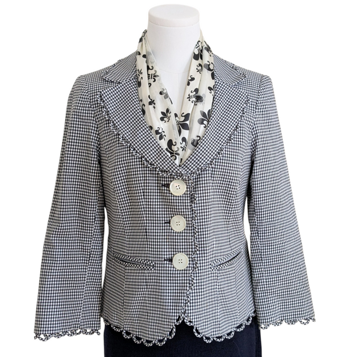 Nanette Lepore Gingham Check Blazer Size 4