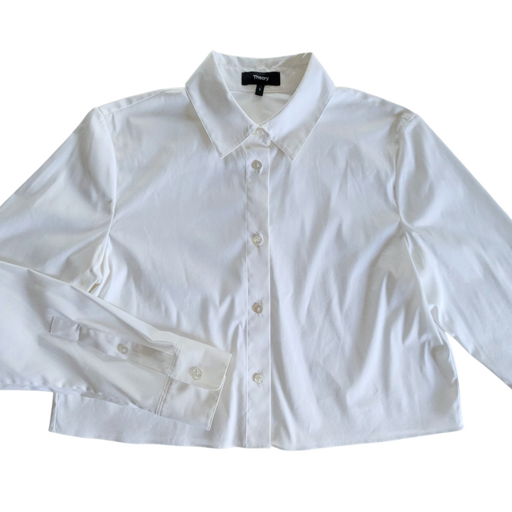 Theory Cropped Button Down Shirt Size Small