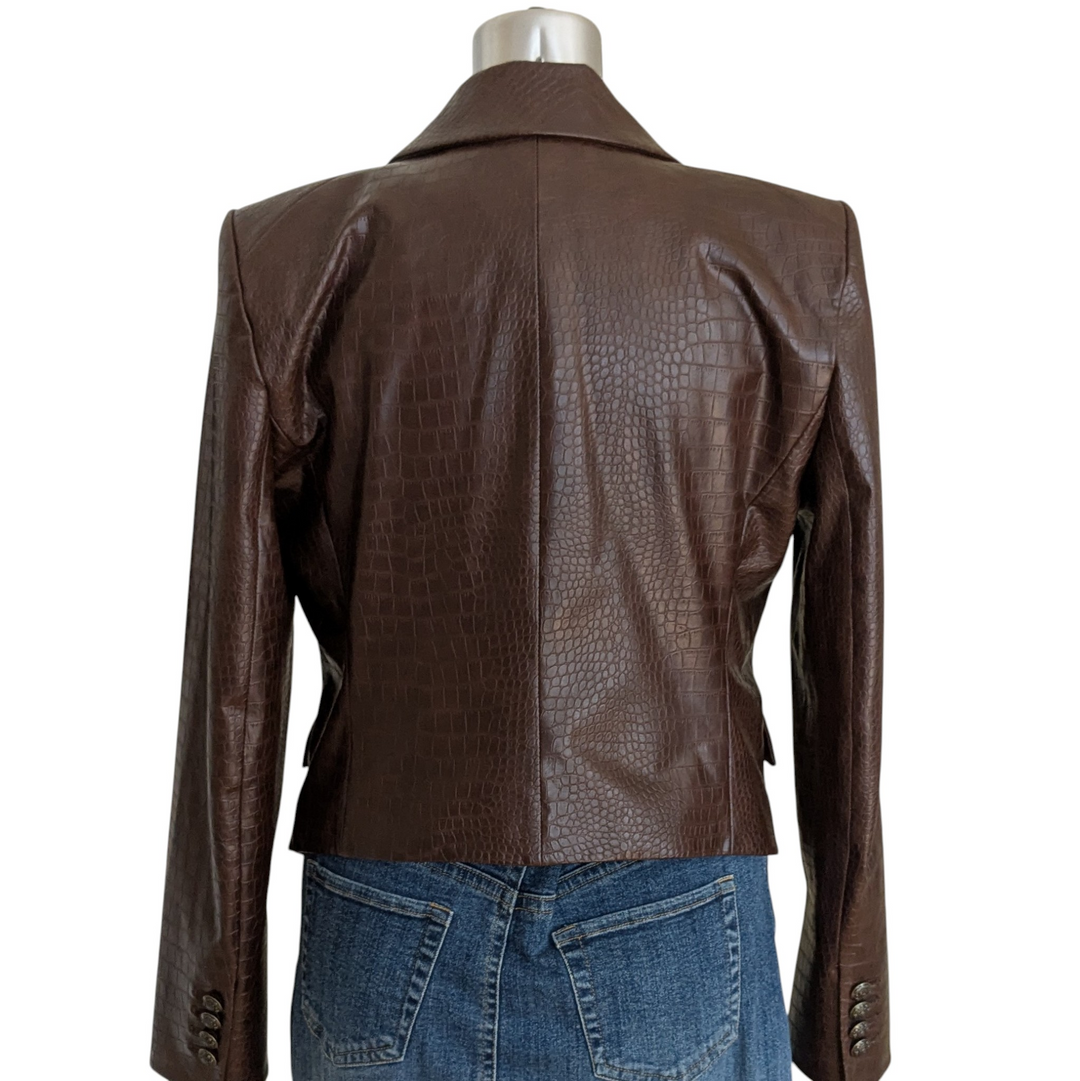 Veronica Beard Cooke Dickey Blazer Vegan Leather