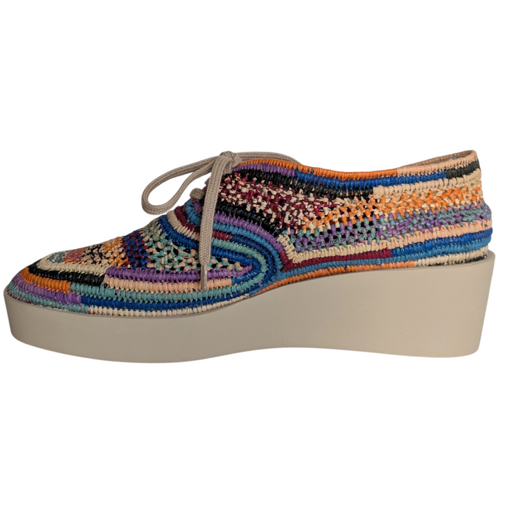 Robert Clergerie Lisa Raffia Wedge Oxfords Size 36