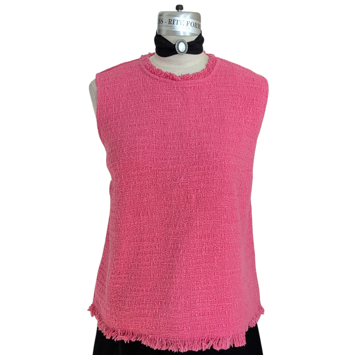 Frances Valentine Pink Tweed Top Size XL