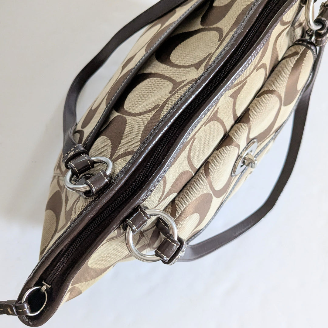 Coach Leah Signature Logo Canvas Tote