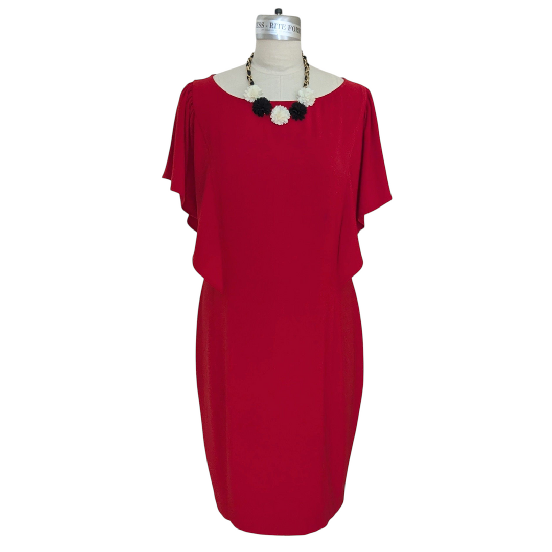 St John Red Crepe Dress Size 12