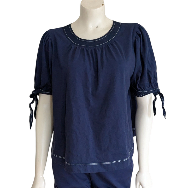 By Anthropologie Navy Top Size Large