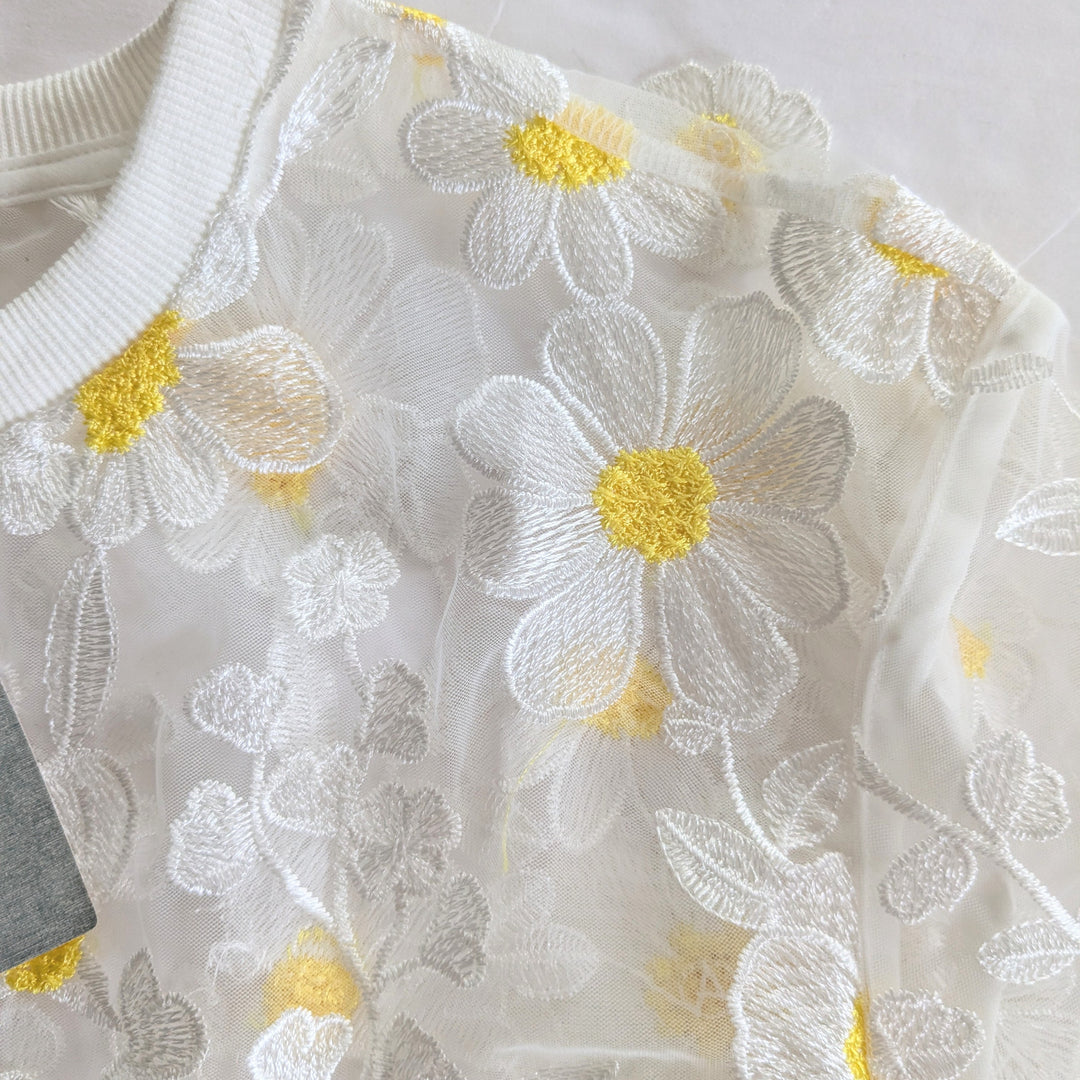 Anthropologie Dolan Sheer Daisy Top Size Medium Petite NWT