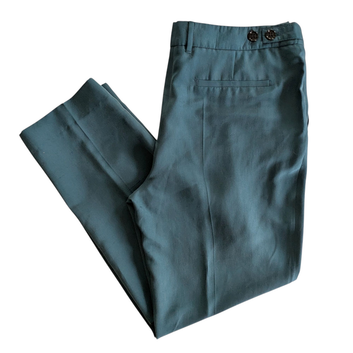 Burberry Teal Silk Trousers Size 10 NWT