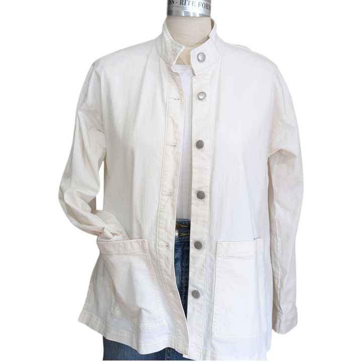 Eileen Fisher Undyed Denim Utility Jacket Size XXS