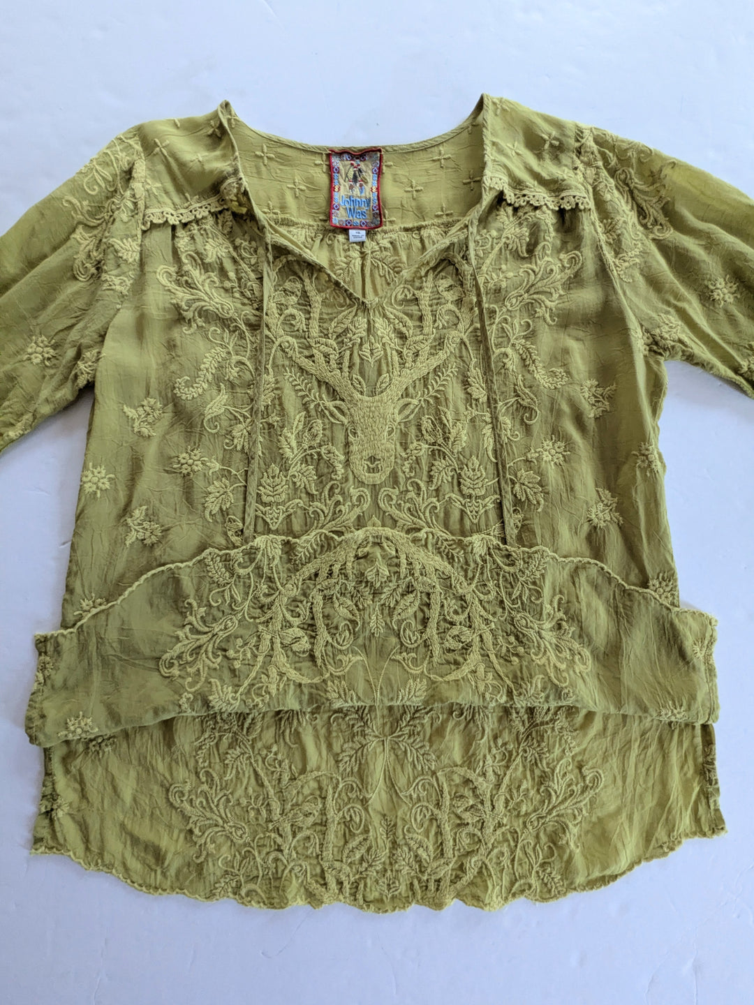 Johnny Was Chartreuse Green Top Size XS