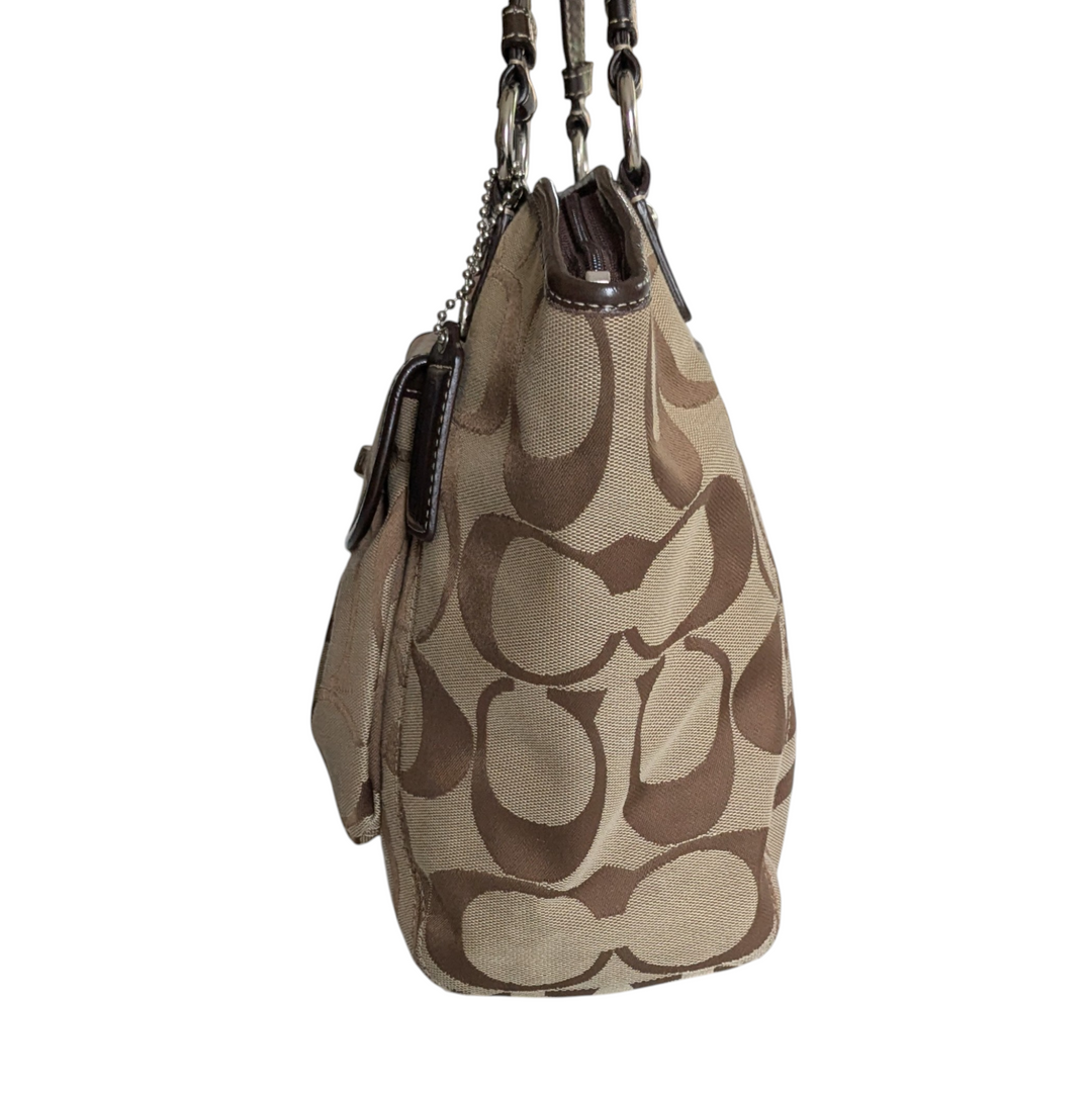 Coach Leah Signature Logo Canvas Tote
