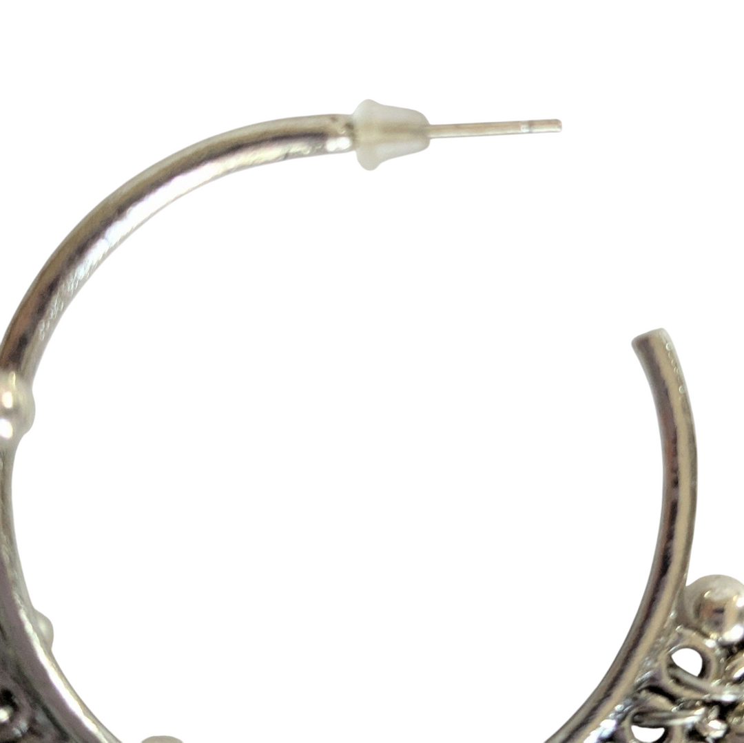 Silver Hoops with Bell Accent