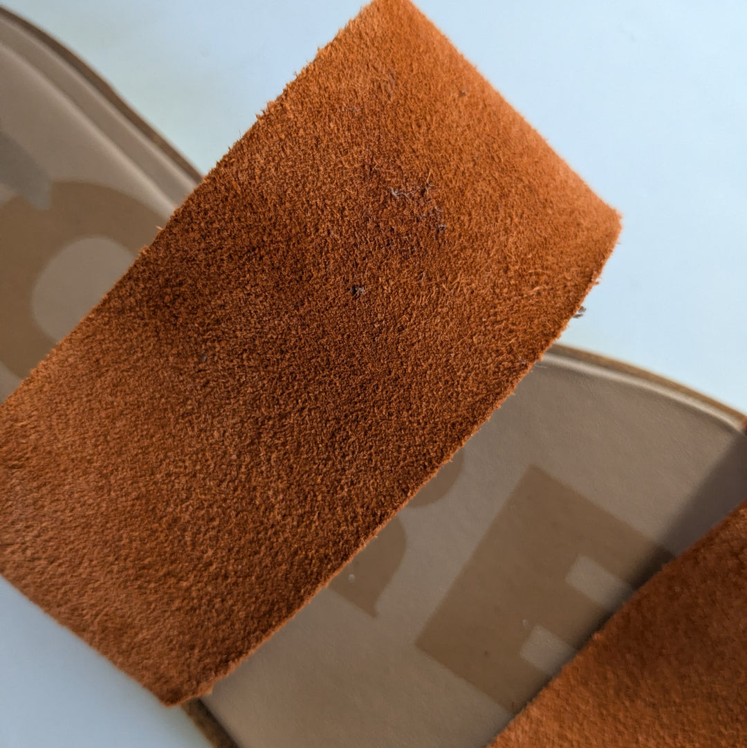Sorel Ella II Orange Suede Slides Size 8