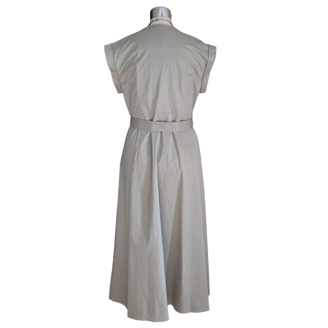 Peserico Cap Sleeve Stretch Cotton Midi Dress Size 48