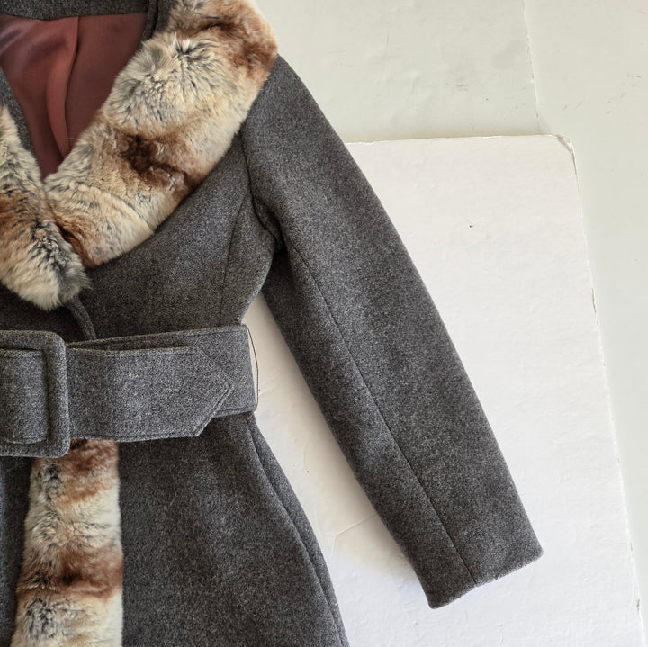 Youthcraft Vintage Wool Coat with Fur Trim Size XS