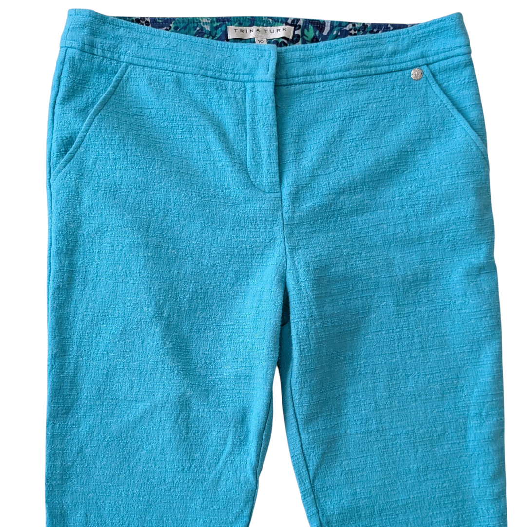 Trina Turk Cropped Textured Cotton Pants Size 10