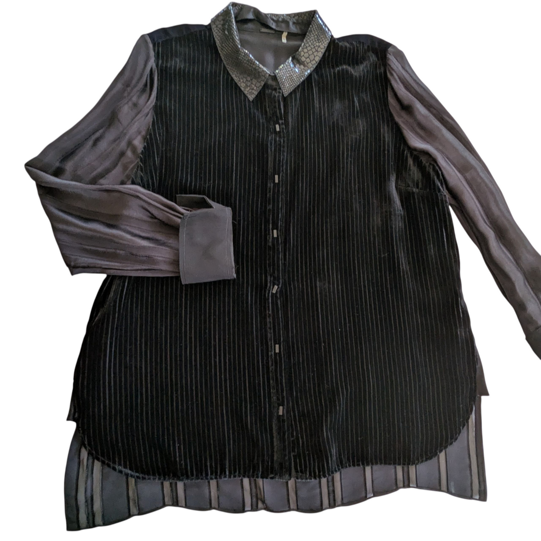 Elie Tahari Martha Burn Out Velvet Tunic Size XL