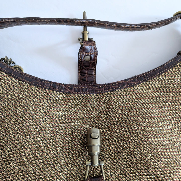 Erica Javits Faux Raffia and Leather Shoulder Bag