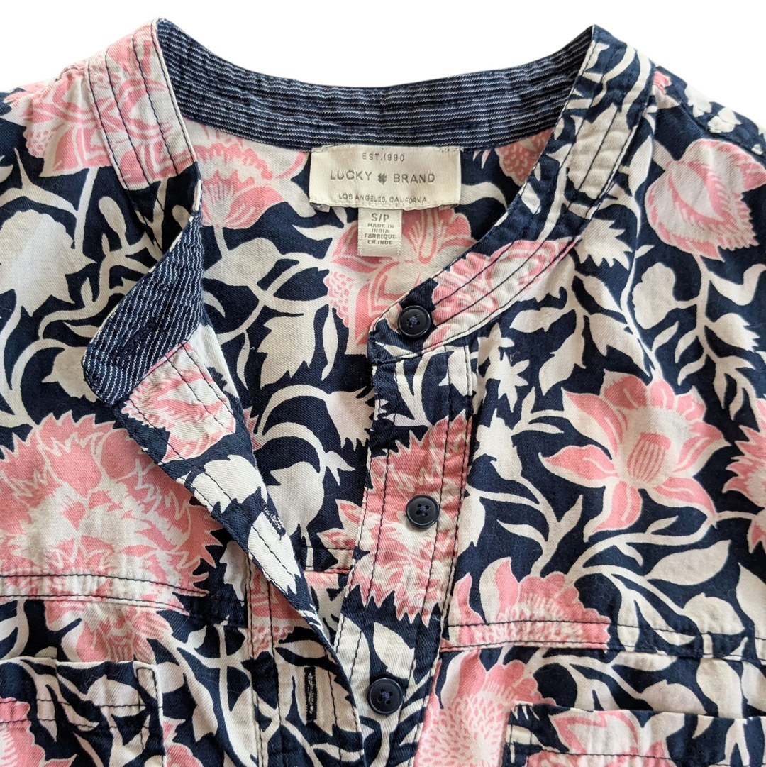 Lucky Brand Cropped Floral Shirt Size Small