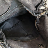 Black Metallic Bag with Chain Trim