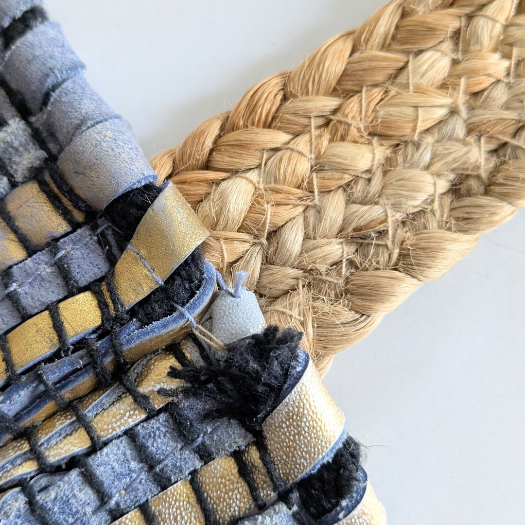 Woven Suede and Rope Tote Bag