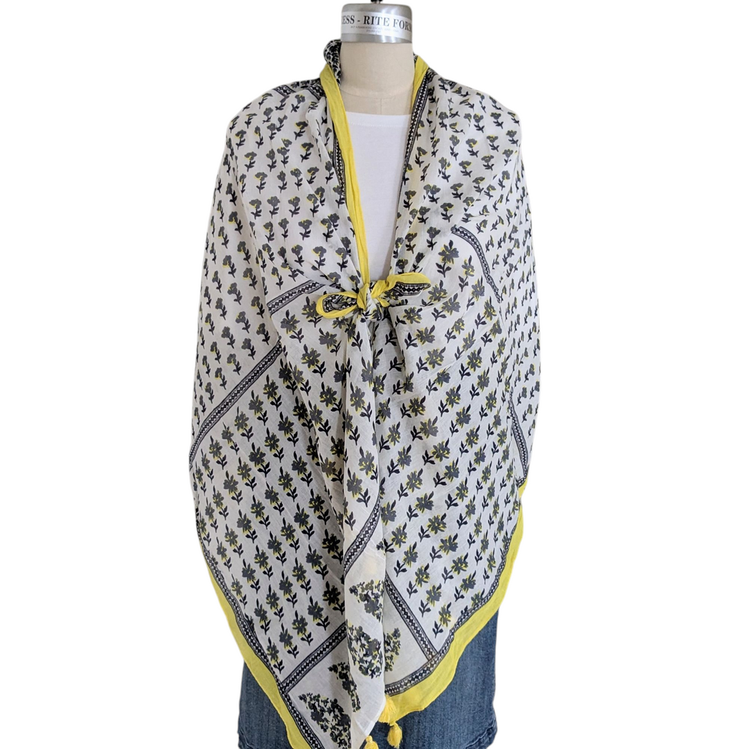 Yellow Fringed Scarf or Wrap