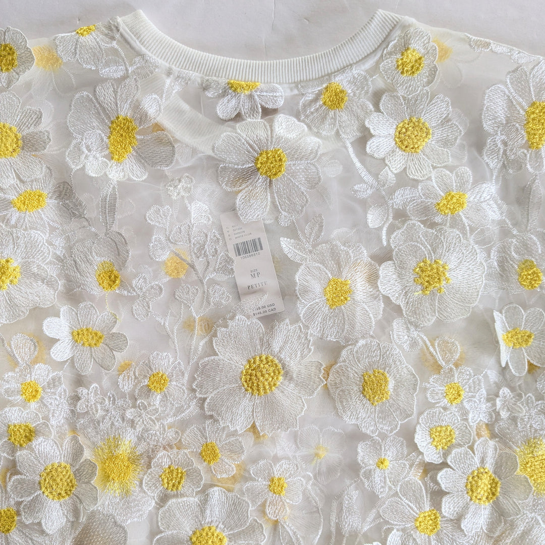 Anthropologie Dolan Sheer Daisy Top Size Medium Petite NWT