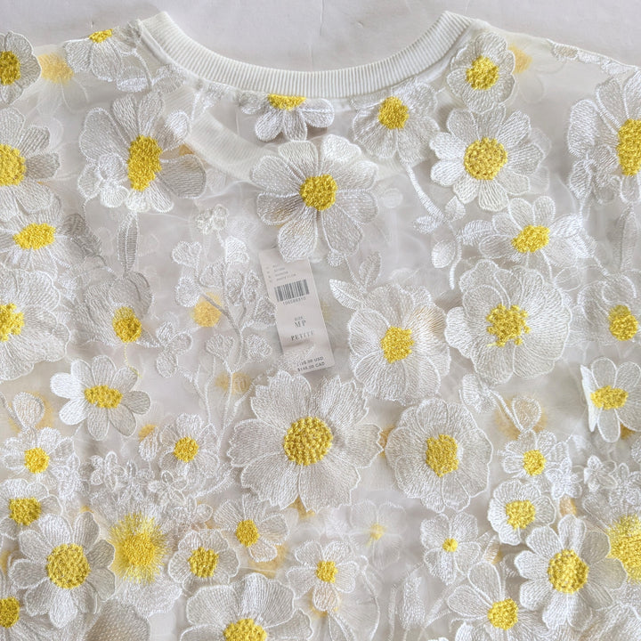 Anthropologie Dolan Sheer Daisy Top Size Medium Petite NWT