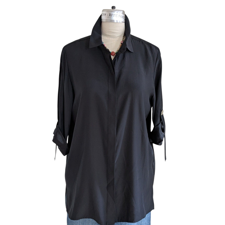 Lafayette 148 Jeslyn Black Silk Tunic Size Large