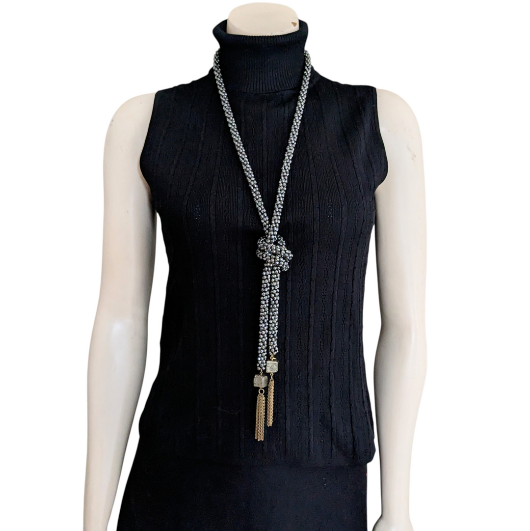 Beaded Tassel Lariat Necklace