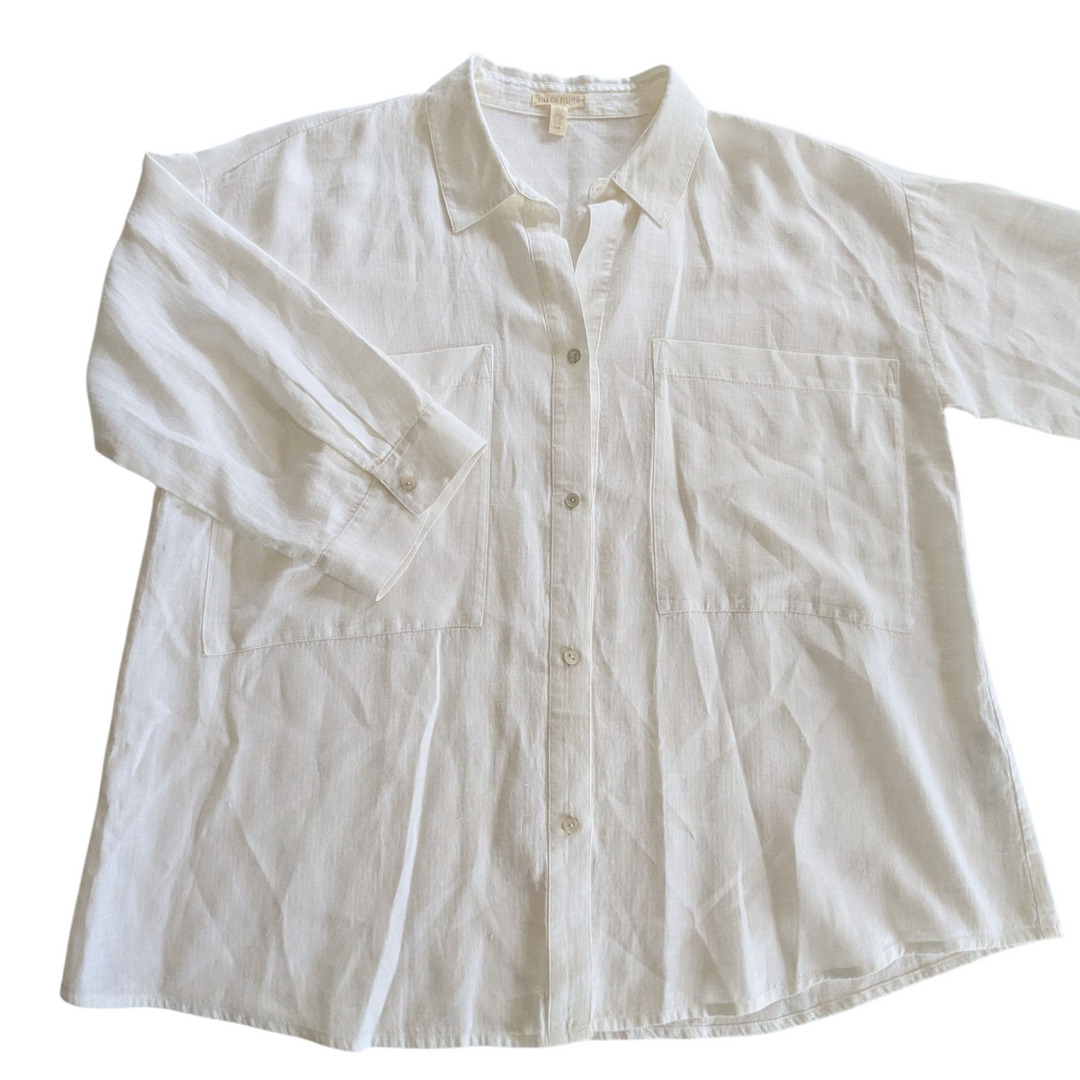 Eileen Fisher Linen Blend Top Size Large