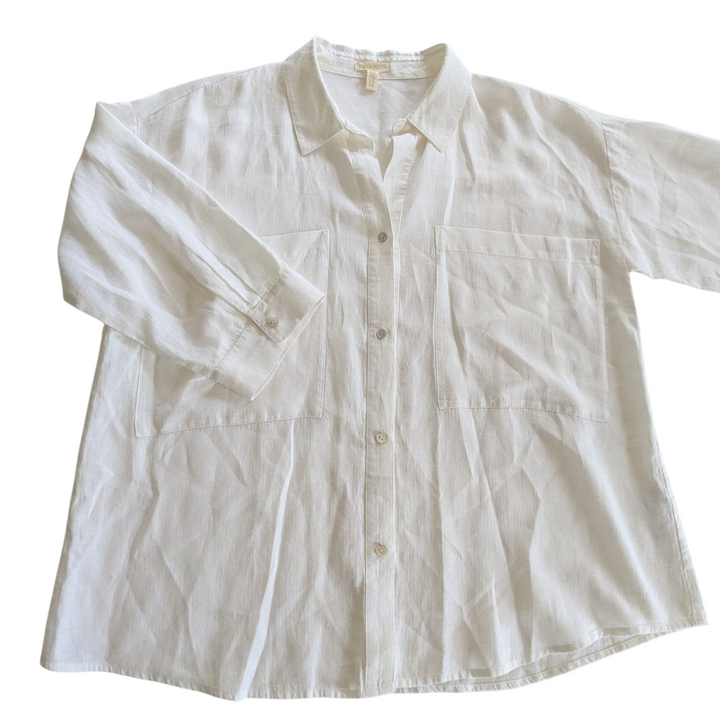 Eileen Fisher Linen Blend Top Size Large
