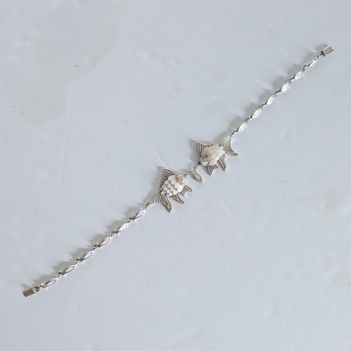Vintage Mexican Sterling Necklace with Mother of Pearl Fish
