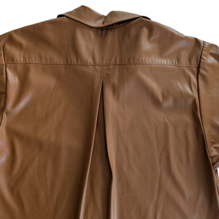 By Anthropologie Cedar Half Button Faux Leather Shirt Size Medium