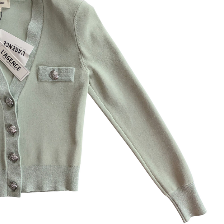 L'Agence  Taya Cropped Cardigan Mint Green