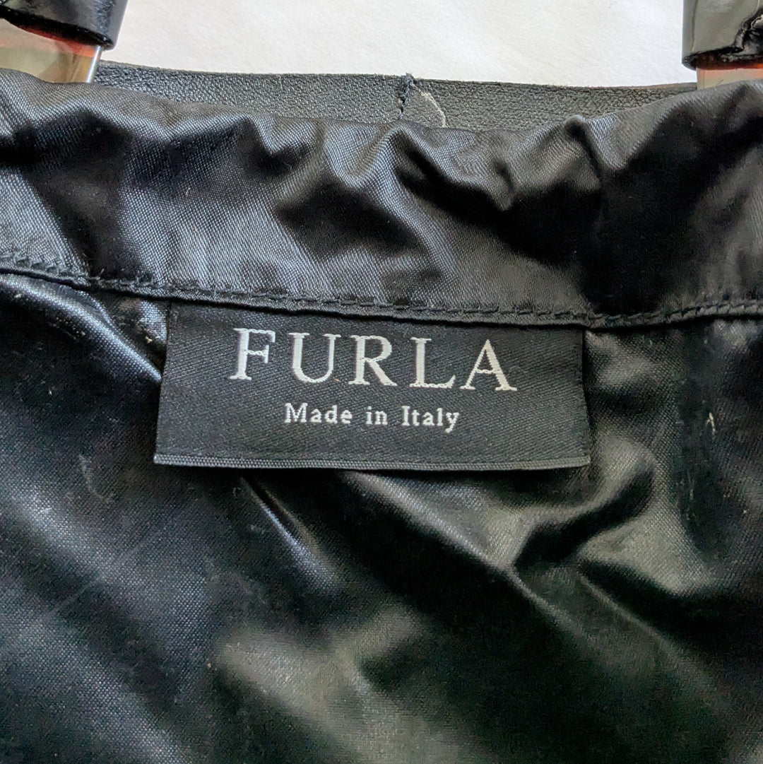 Furla Black Leather Tote Bag