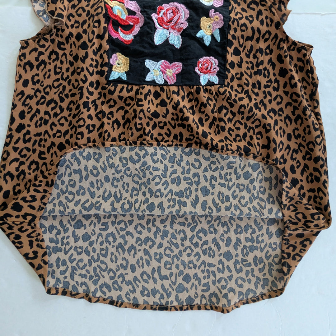 Animal Print Tunic with Embroidery Size Large