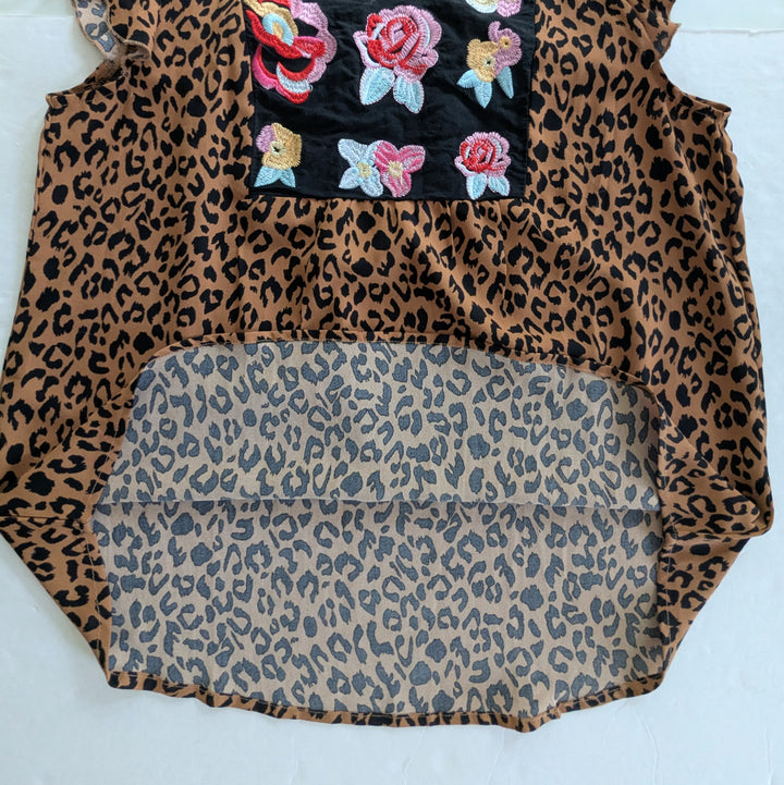 Animal Print Tunic with Embroidery Size Large
