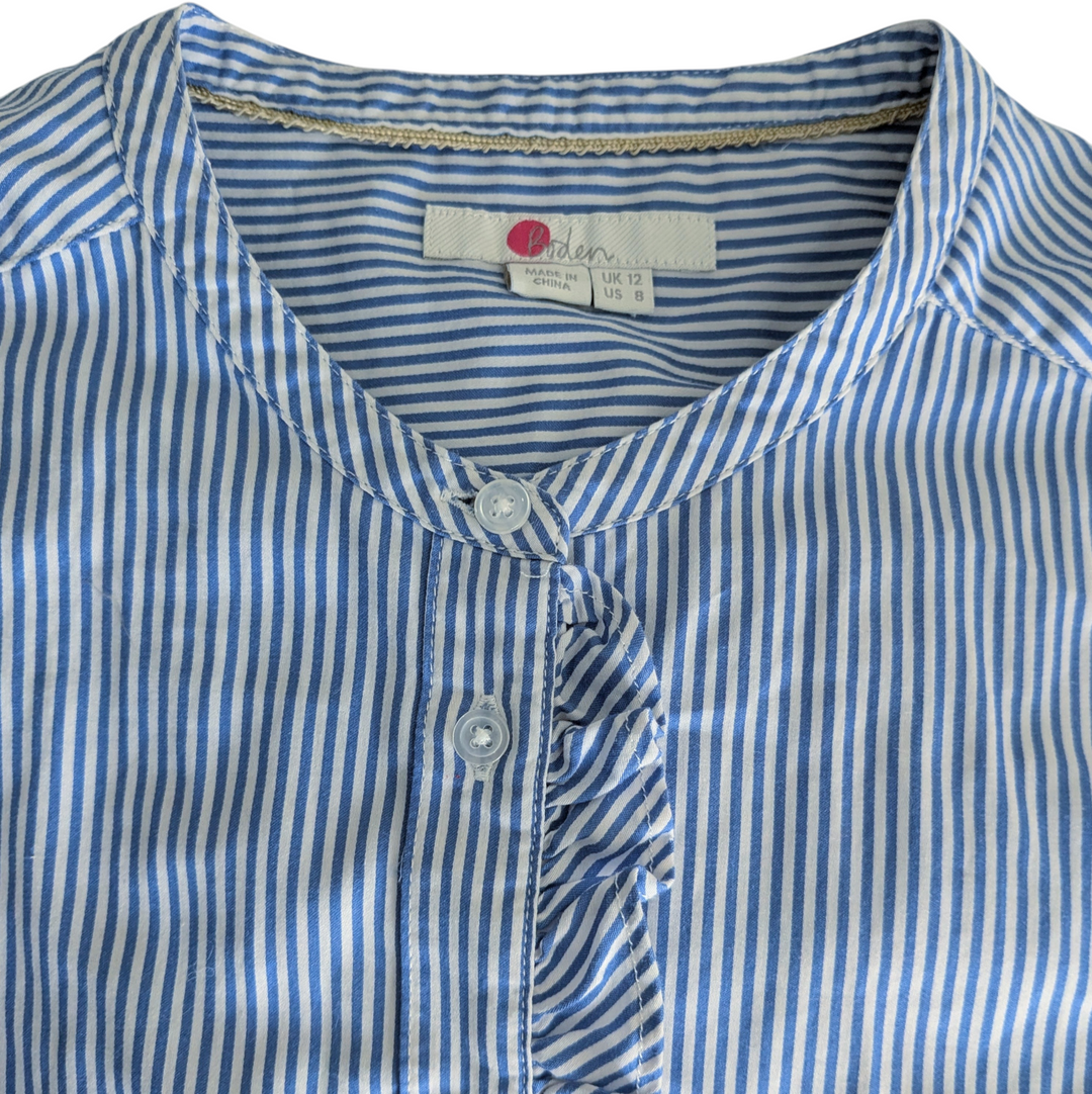 Boden Ticking Stripe Shirt Size 8