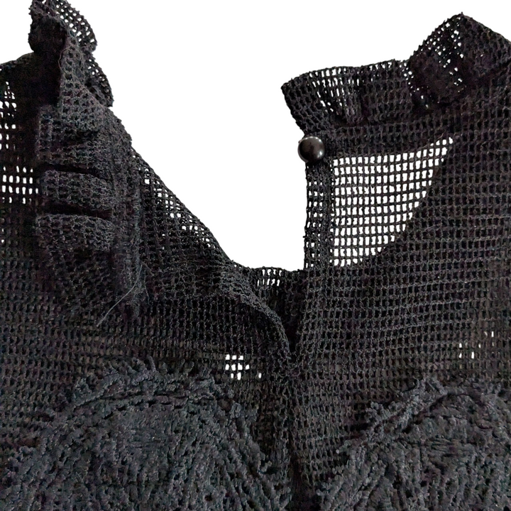 Black Cotton and Mesh Top Size Small