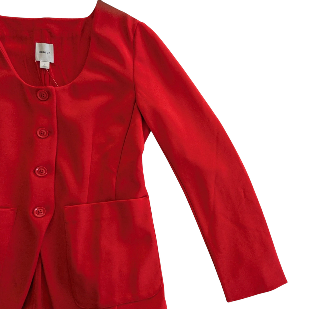 Anthropologie Maeve Scoop Neck Cut Away Blazer Size Medium NWT