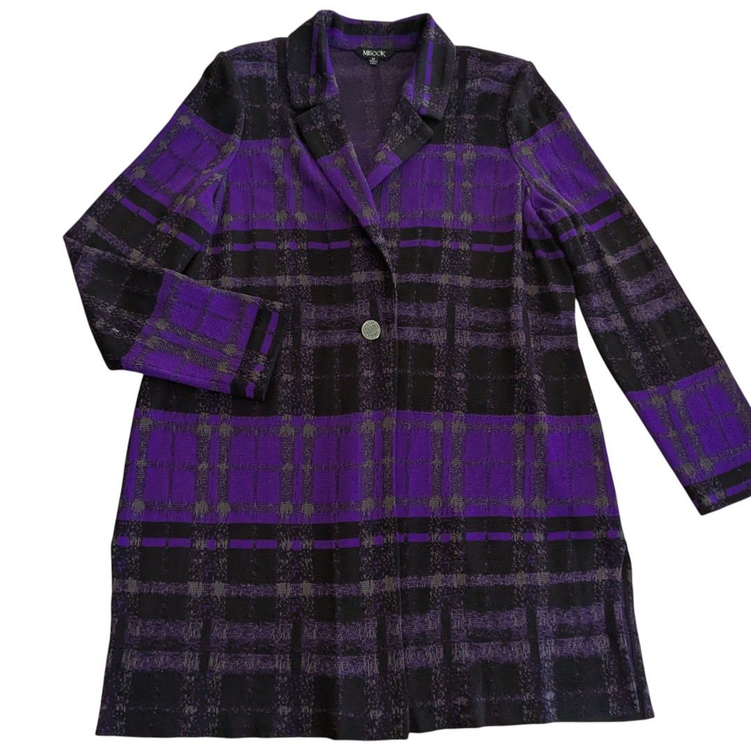 Misook Heritage Fit Plaid Knit Blazer Size Medium