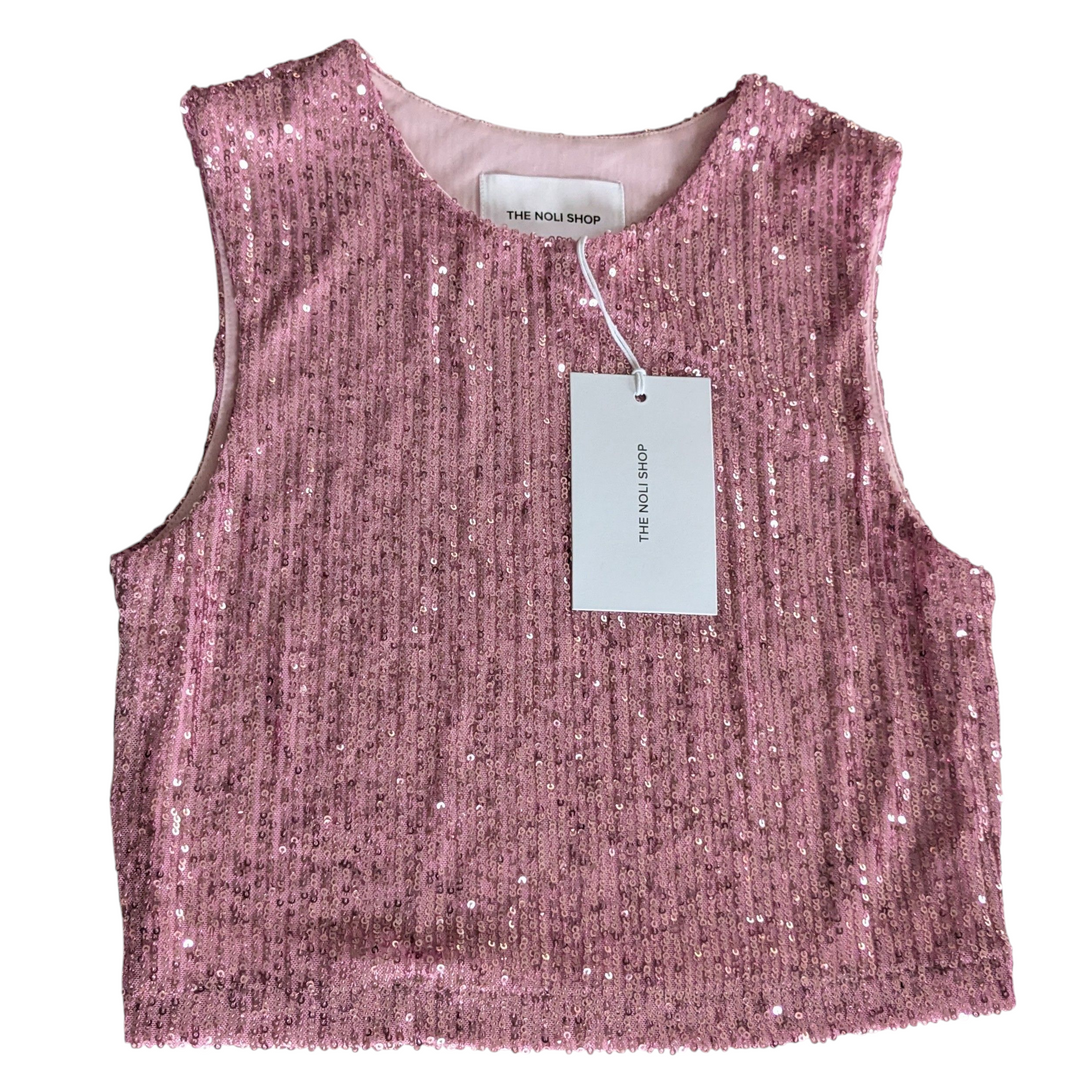 The Noli Shop Pink Sequin Top Size Small