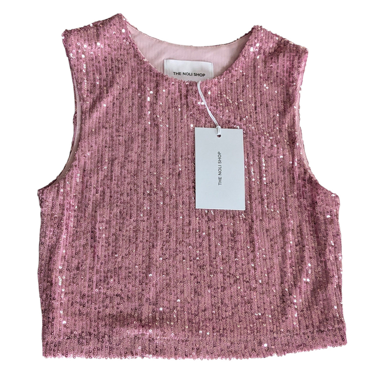 The Noli Shop Pink Sequin Top Size Small