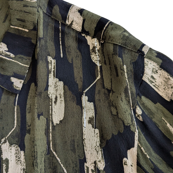 Bel Kazan Olive Print Blouse Size Medium