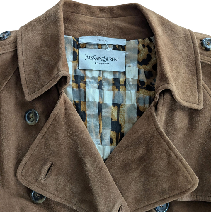 Yves Saint Laurent Suede Trench Coat Size Small