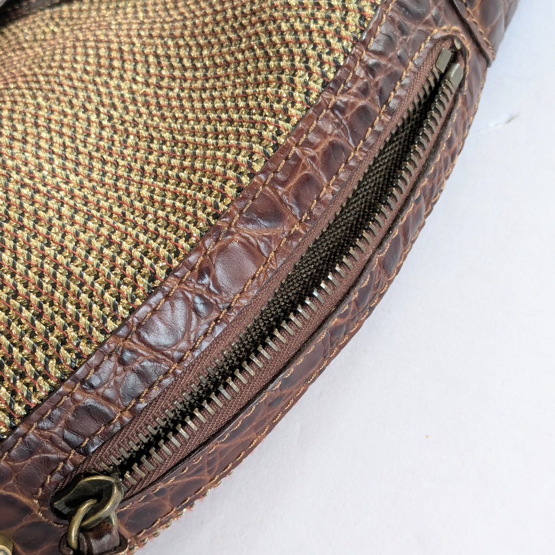 Erica Javits Faux Raffia and Leather Shoulder Bag