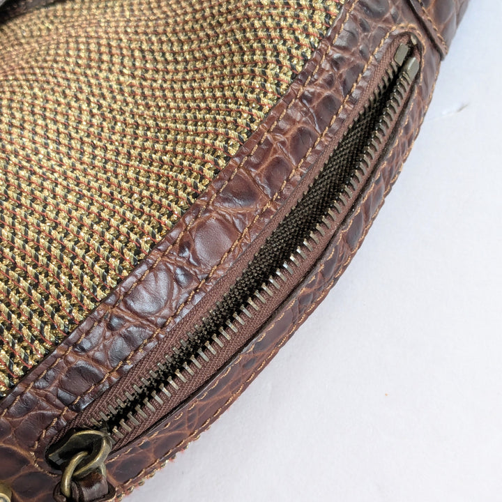 Erica Javits Faux Raffia and Leather Shoulder Bag